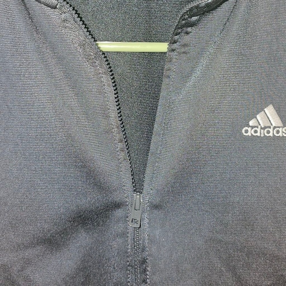 Boys Adidas Gray Green Track Jacket M Zip Up - Picture 4 of 8